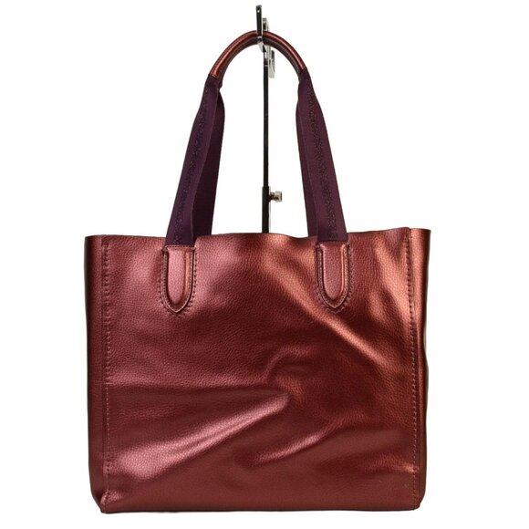 AUTHENTIC COACH PEBBLE LEATHER DERBY METALLIC BURGUNDY/PURPLE TOTE F39675 - Picture 7 of 15